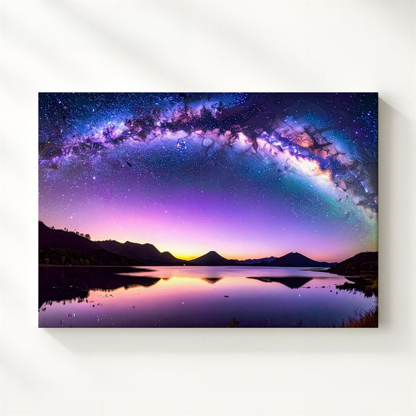 Twilight Reflection Canvas – Milky Way Over Mountain Lake Wall Art - Gifitto