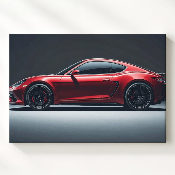 Red Supercar Studio Canvas – Modern Luxury Sports Car in Moody Lighting - Gifitto