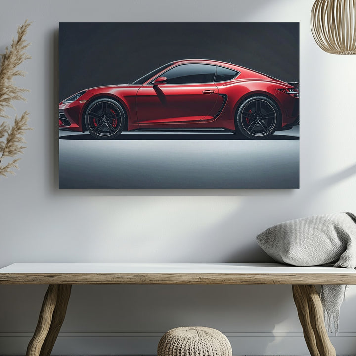 Red Supercar Studio Canvas – Modern Luxury Sports Car in Moody Lighting - Gifitto