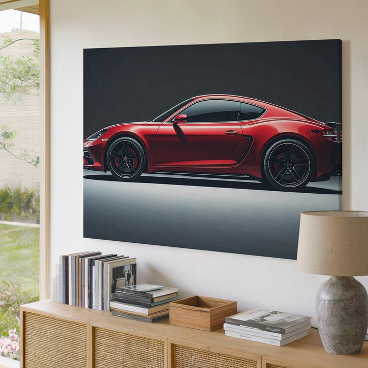 Red Supercar Studio Canvas – Modern Luxury Sports Car in Moody Lighting - Gifitto