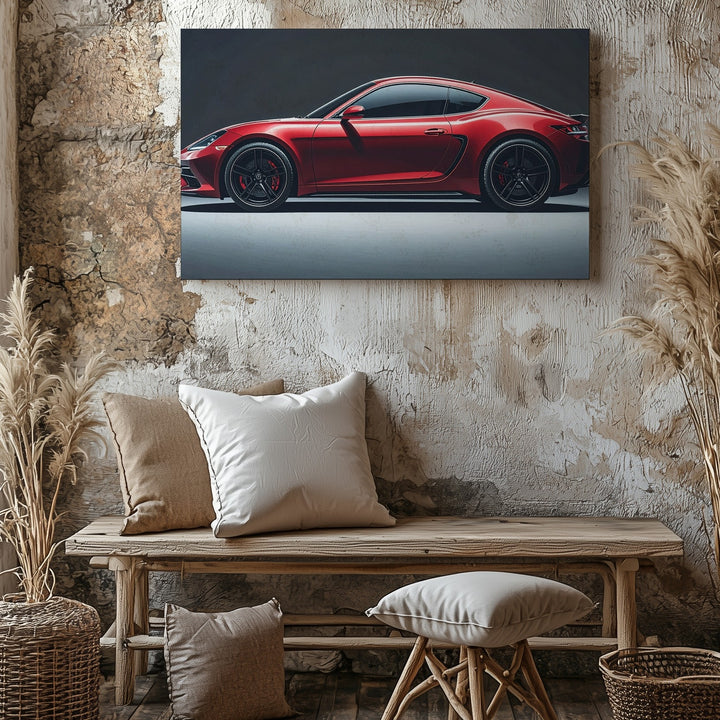 Red Supercar Studio Canvas – Modern Luxury Sports Car in Moody Lighting - Gifitto