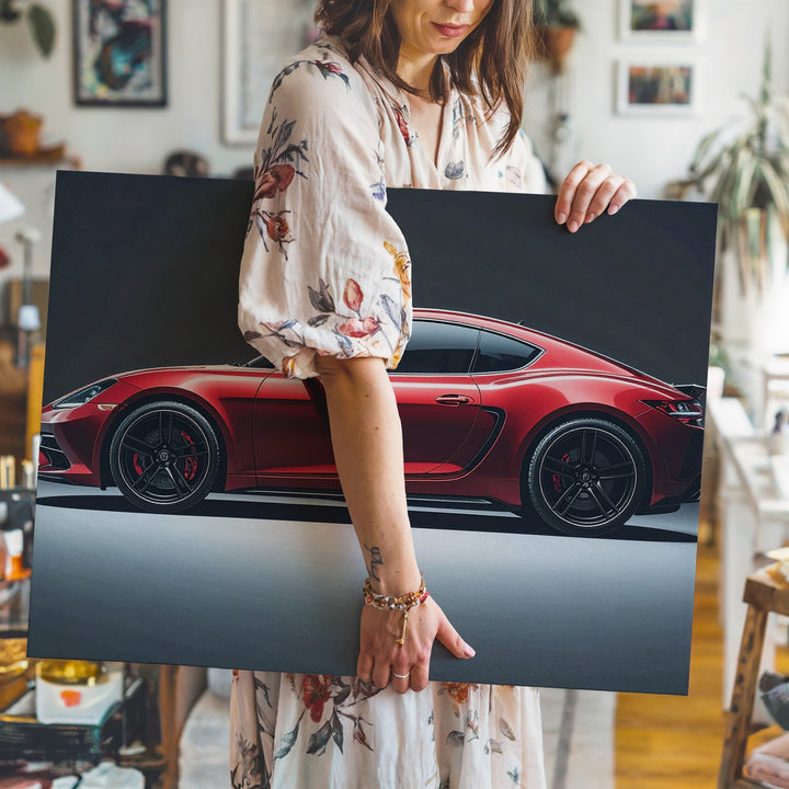Red Supercar Studio Canvas – Modern Luxury Sports Car in Moody Lighting - Gifitto
