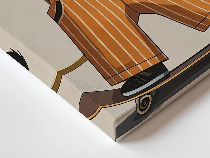 Skateboarding Lion Canvas – Whimsical Retro Animal Art with Ice Cream Vibes - Gifitto