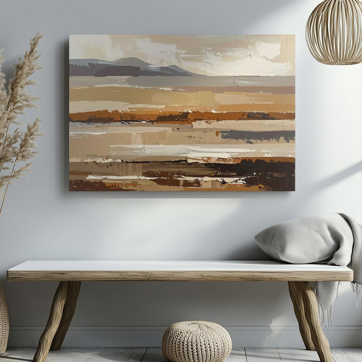 Earth Horizons Abstract Canvas – Soft Neutral Landscape Art - Gifitto