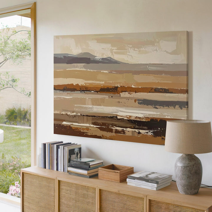 Earth Horizons Abstract Canvas – Soft Neutral Landscape Art - Gifitto