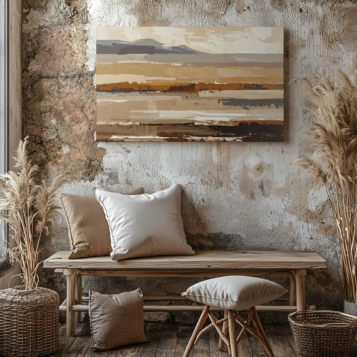 Earth Horizons Abstract Canvas – Soft Neutral Landscape Art - Gifitto