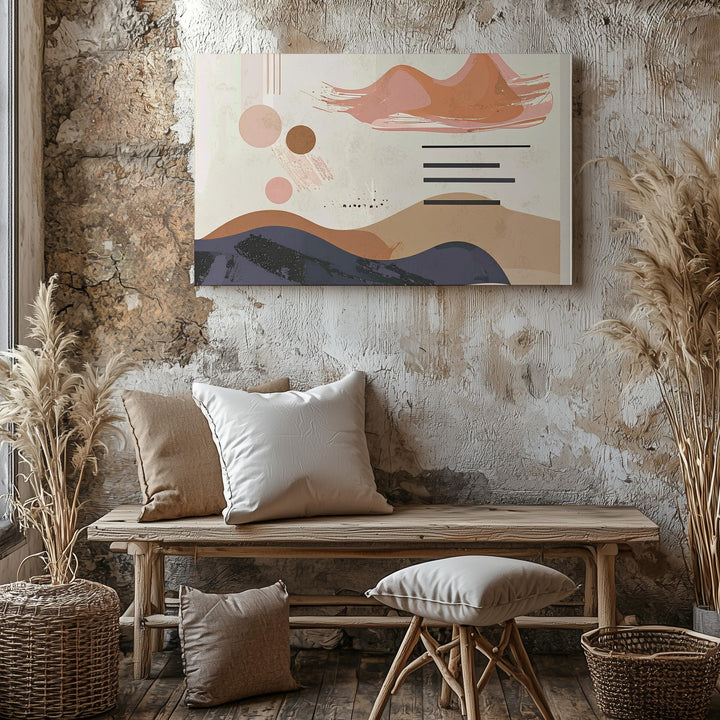 Earth Tone Modern Shapes Canvas – Minimalist Abstract in Terracotta & Beige - Gifitto