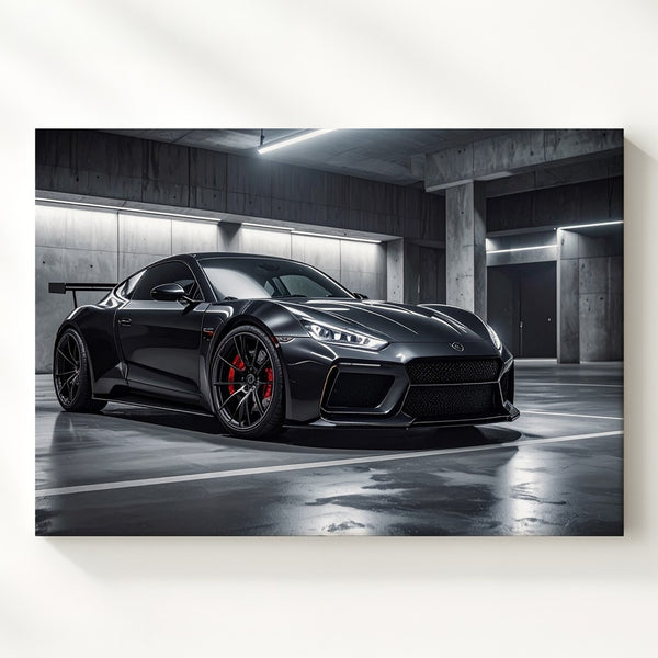 Black Porsche Sports Coupe Canvas – Moody Underground Luxury Car Art - Gifitto