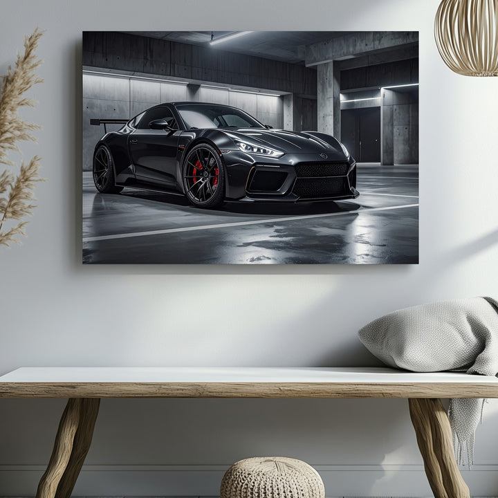 Black Porsche Sports Coupe Canvas – Moody Underground Luxury Car Art - Gifitto