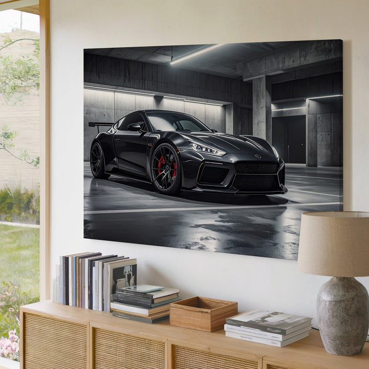 Black Porsche Sports Coupe Canvas – Moody Underground Luxury Car Art - Gifitto