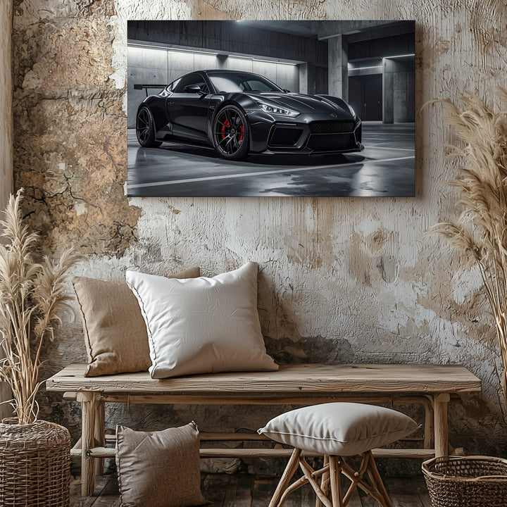 Black Porsche Sports Coupe Canvas – Moody Underground Luxury Car Art - Gifitto