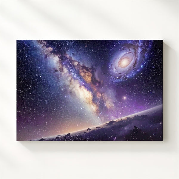 Edge Glow Galaxy Canvas – Curved Spiral Rim in White and Purple Tones - Gifitto