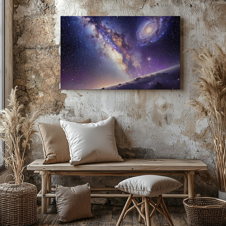 Edge Glow Galaxy Canvas – Curved Spiral Rim in White and Purple Tones - Gifitto