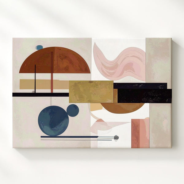 Mid-Century Modern Abstract Canvas – Earth Tone Geometric Wall Art - Gifitto