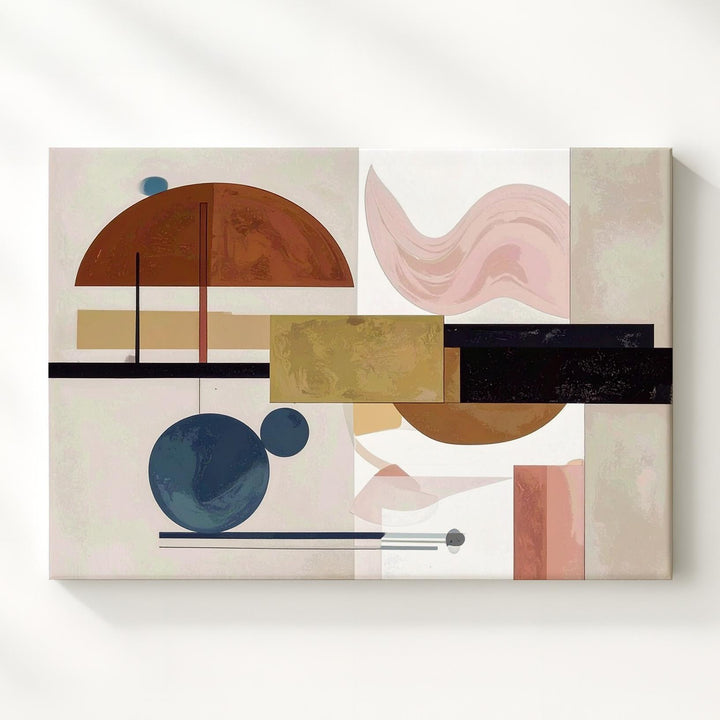 Mid-Century Modern Abstract Canvas – Earth Tone Geometric Wall Art - Gifitto