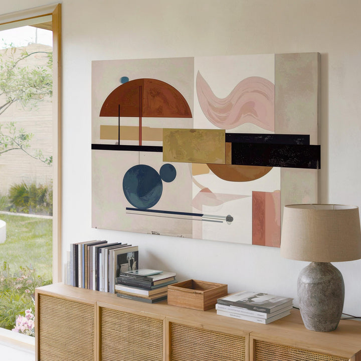 Mid-Century Modern Abstract Canvas – Earth Tone Geometric Wall Art - Gifitto