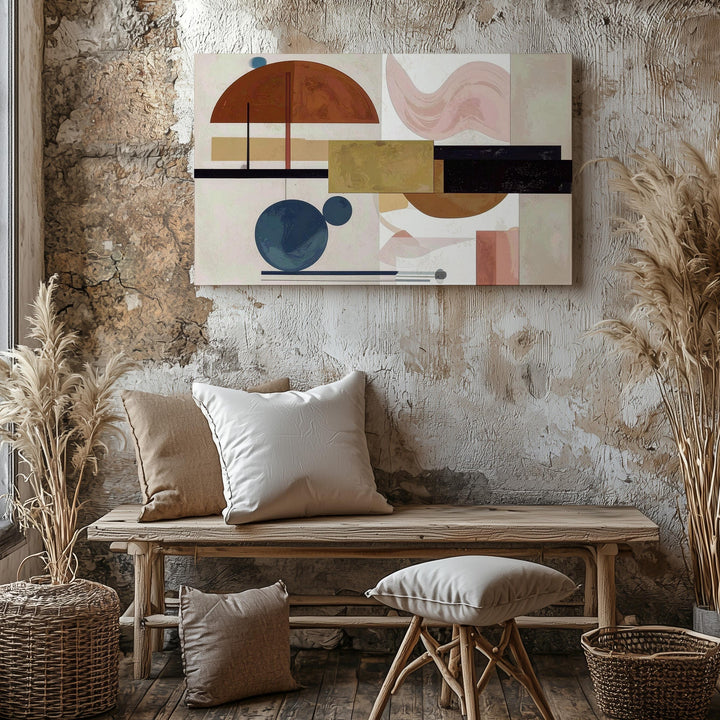 Mid-Century Modern Abstract Canvas – Earth Tone Geometric Wall Art - Gifitto