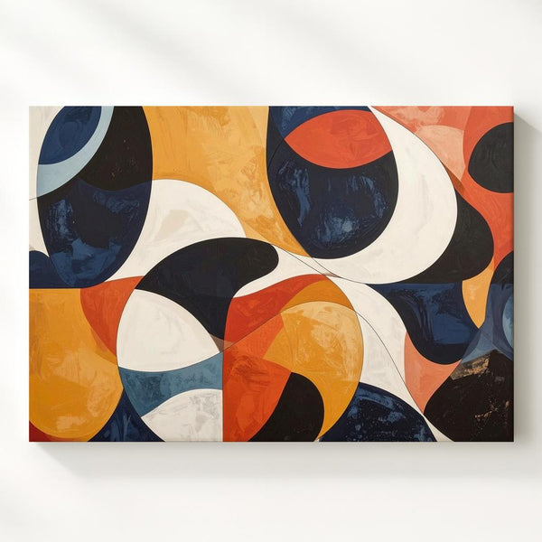 Mid-Century Geo Rhythm Canvas – Abstract Circle & Color Block Wall Art - Gifitto