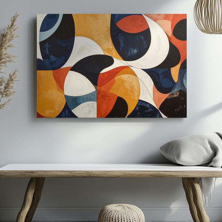 Mid-Century Geo Rhythm Canvas – Abstract Circle & Color Block Wall Art - Gifitto