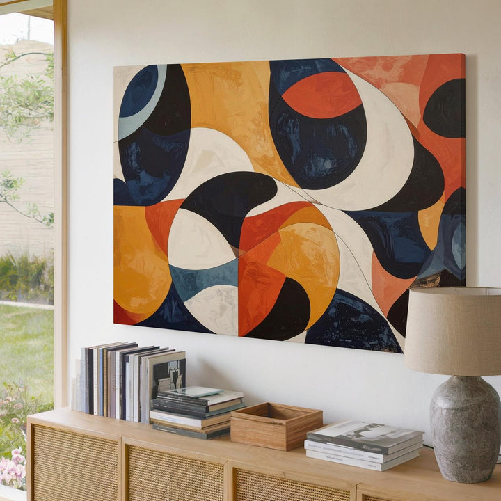 Mid-Century Geo Rhythm Canvas – Abstract Circle & Color Block Wall Art - Gifitto