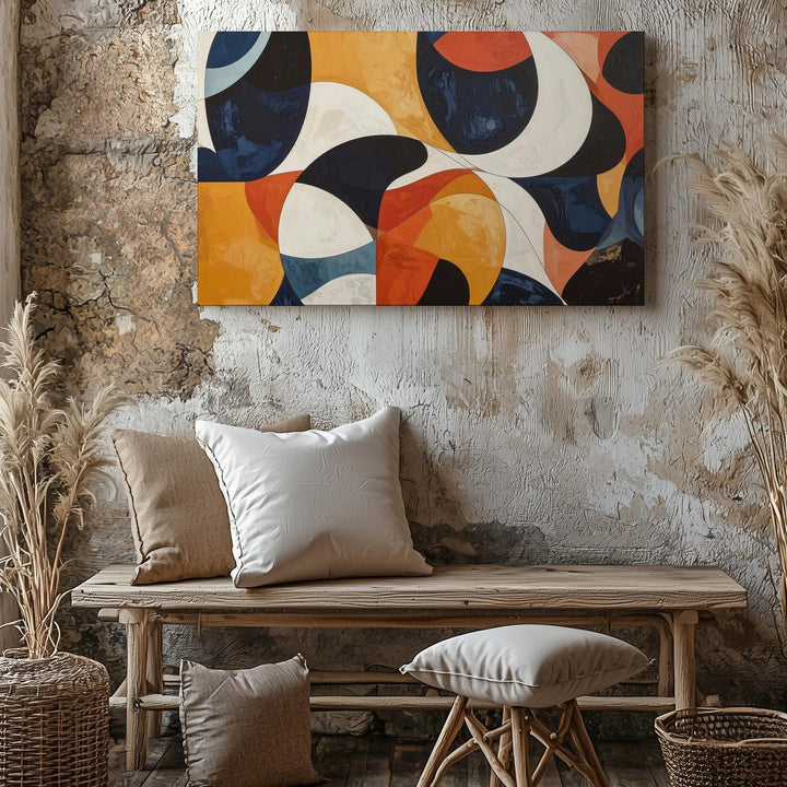 Mid-Century Geo Rhythm Canvas – Abstract Circle & Color Block Wall Art - Gifitto
