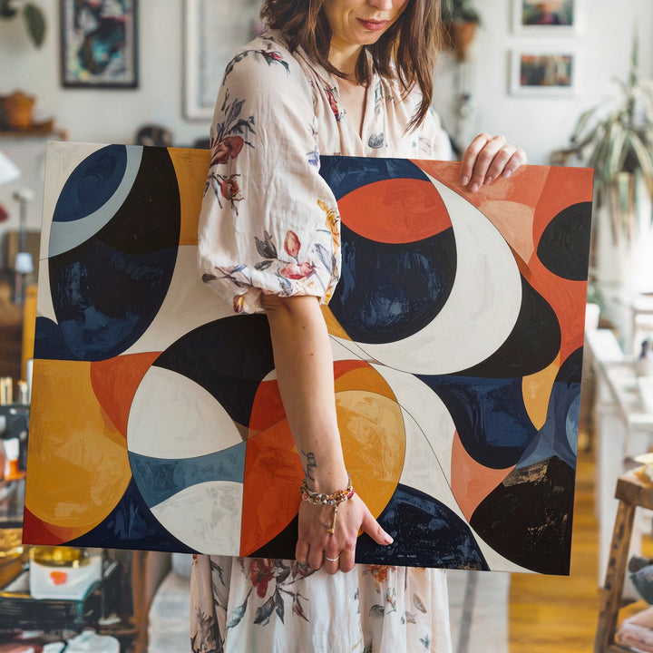 Mid-Century Geo Rhythm Canvas – Abstract Circle & Color Block Wall Art - Gifitto
