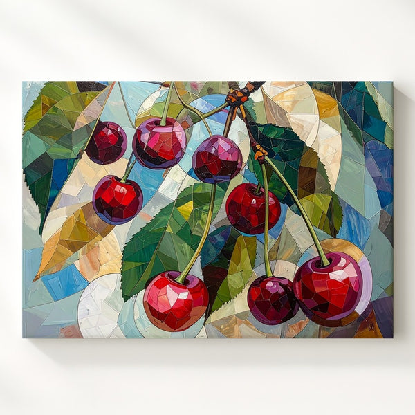 Modern Cherry Branch Canvas – Abstract Fruit Art - Gifitto