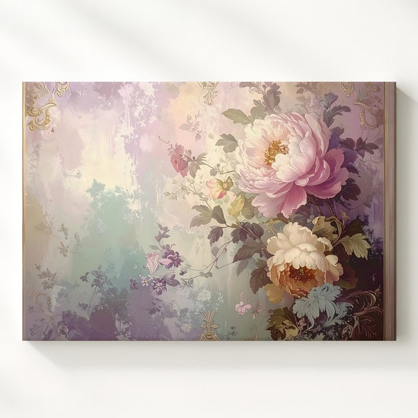 Vintage Floral Pastel Canvas – Soft Watercolor Damask Art - Gifitto