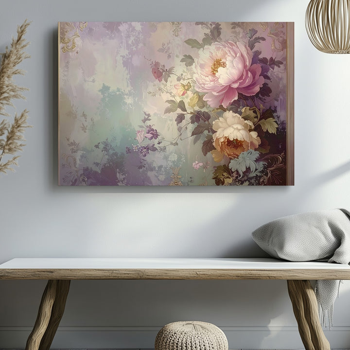 Vintage Floral Pastel Canvas – Soft Watercolor Damask Art - Gifitto