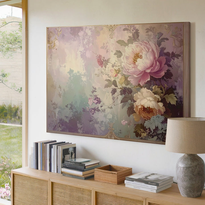 Vintage Floral Pastel Canvas – Soft Watercolor Damask Art - Gifitto