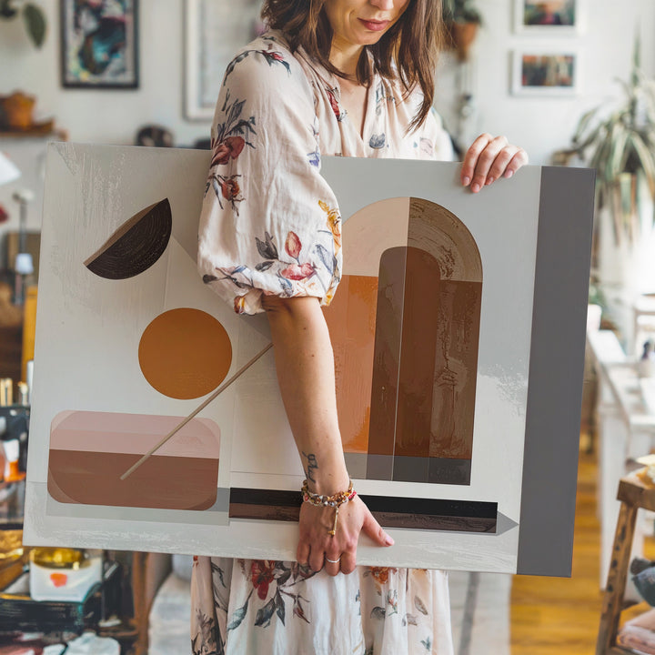 Neutral Geometry Canvas – Minimalist Abstract Art in Earthy Tones - Gifitto