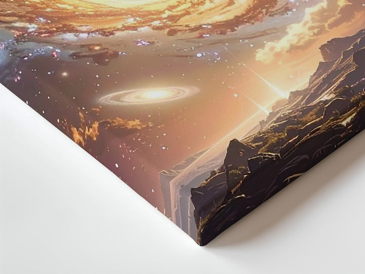 Stephan’s Quintet Canvas – Interacting Galaxies in Blush, Gold & White - Gifitto