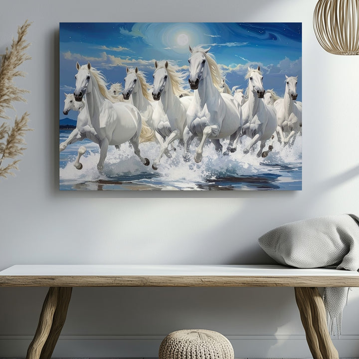 Celestial Herd of Horses Canvas – Fantastical Night Gallop Art - Gifitto