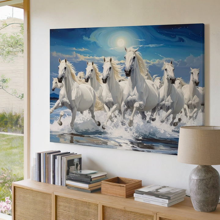 Celestial Herd of Horses Canvas – Fantastical Night Gallop Art - Gifitto