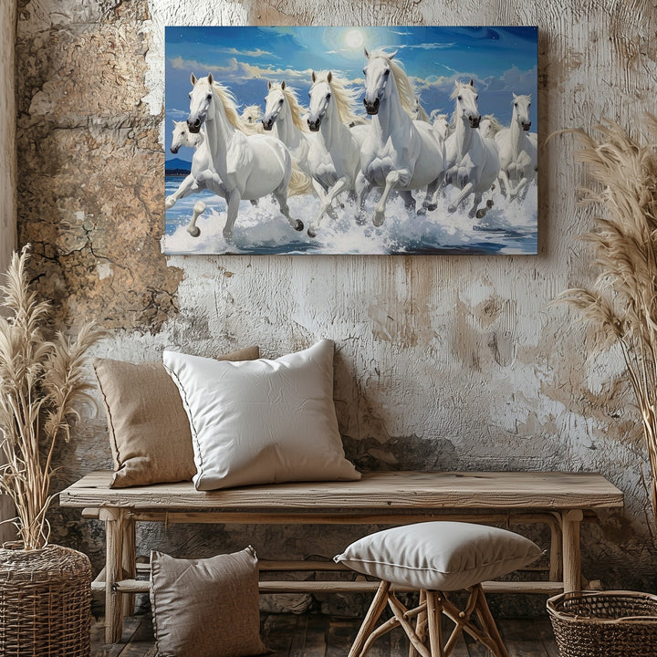 Celestial Herd of Horses Canvas – Fantastical Night Gallop Art - Gifitto