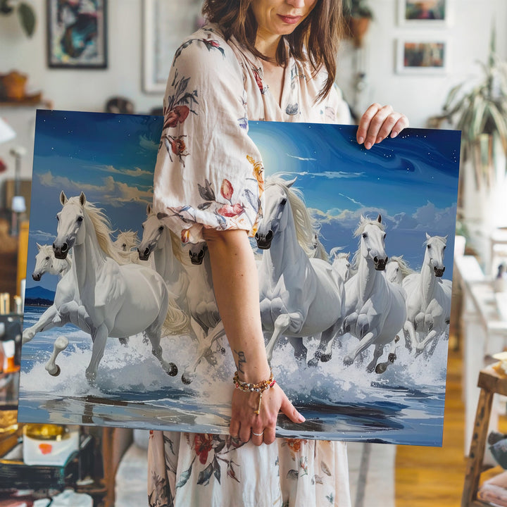Celestial Herd of Horses Canvas – Fantastical Night Gallop Art - Gifitto