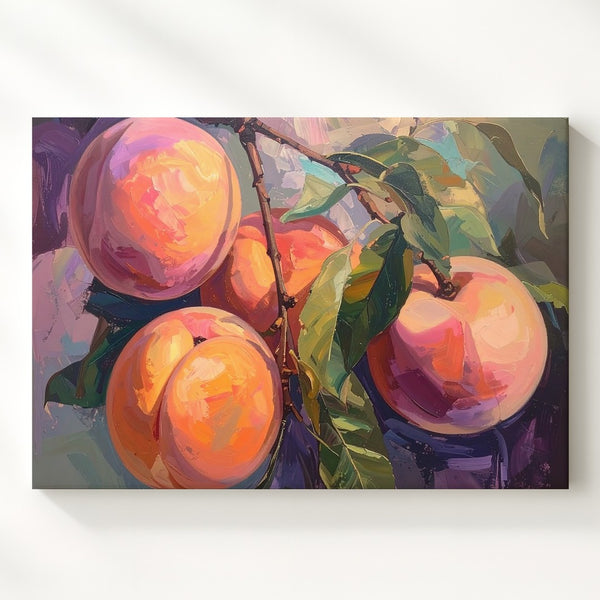 Soft Peach Branch Canvas – Expressionistic Fruit Art - Gifitto