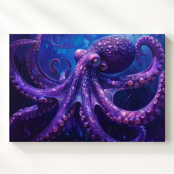 Ethereal Glow Octopus Canvas – Vibrant Cosmic Marine Art