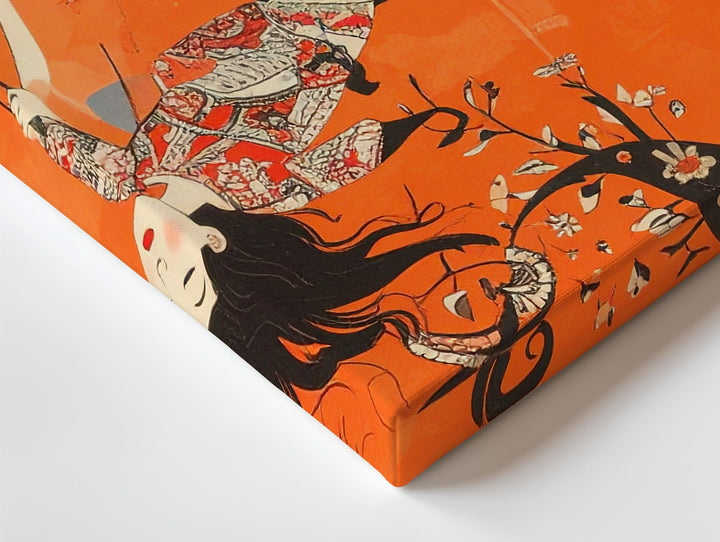 Whimsical Swing Girl Canvas – Folk Art Style Joyful Tree Illustration - Gifitto