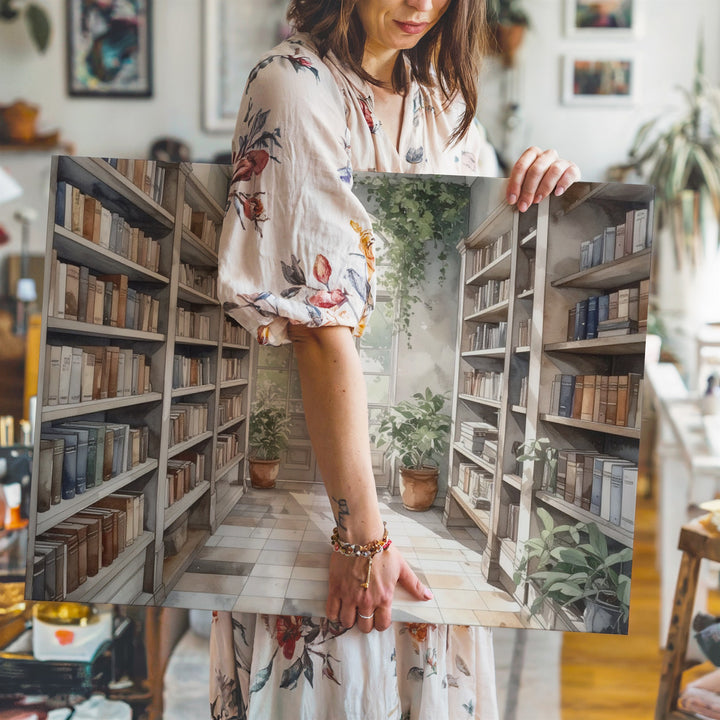 Sunlit Library Room Canvas – Vintage-Inspired Cozy Reading Space Art - Gifitto