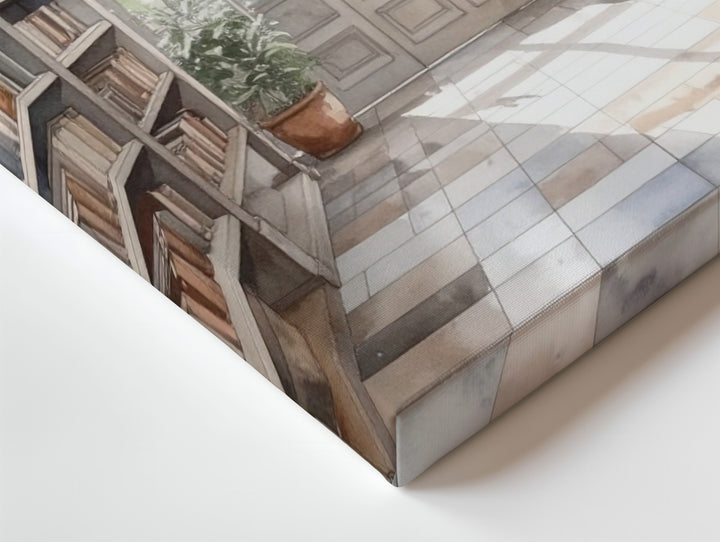 Sunlit Library Room Canvas – Vintage-Inspired Cozy Reading Space Art - Gifitto