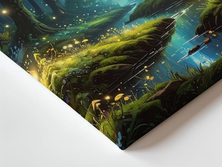 Magical Forest Glow Canvas – Fantasy Nightscape with Bioluminescent Lights - Gifitto