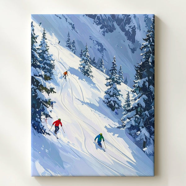 Alpine Ski Adventure Canvas – Stylized Winter Sports Scene - Gifitto