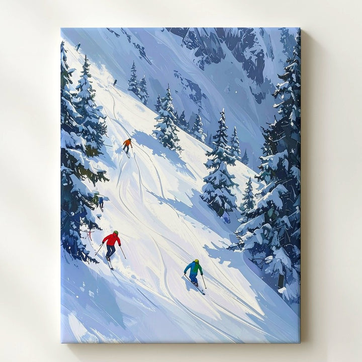 Alpine Ski Adventure Canvas – Stylized Winter Sports Scene - Gifitto