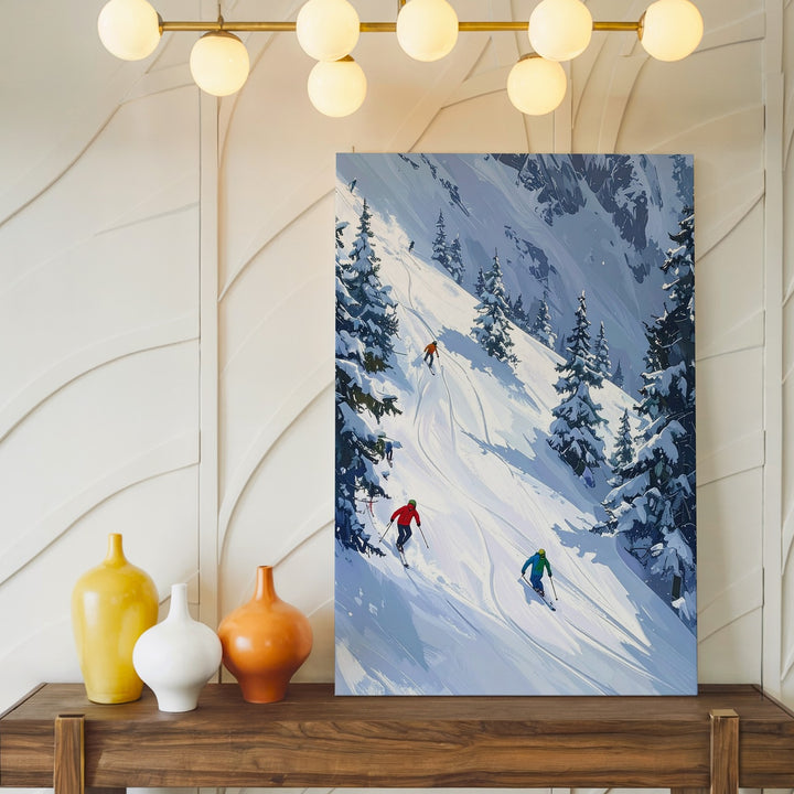 Alpine Ski Adventure Canvas – Stylized Winter Sports Scene - Gifitto