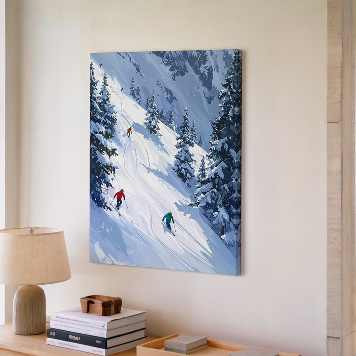 Alpine Ski Adventure Canvas – Stylized Winter Sports Scene - Gifitto