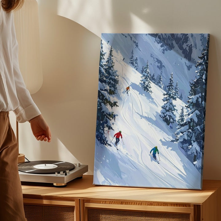 Alpine Ski Adventure Canvas – Stylized Winter Sports Scene - Gifitto