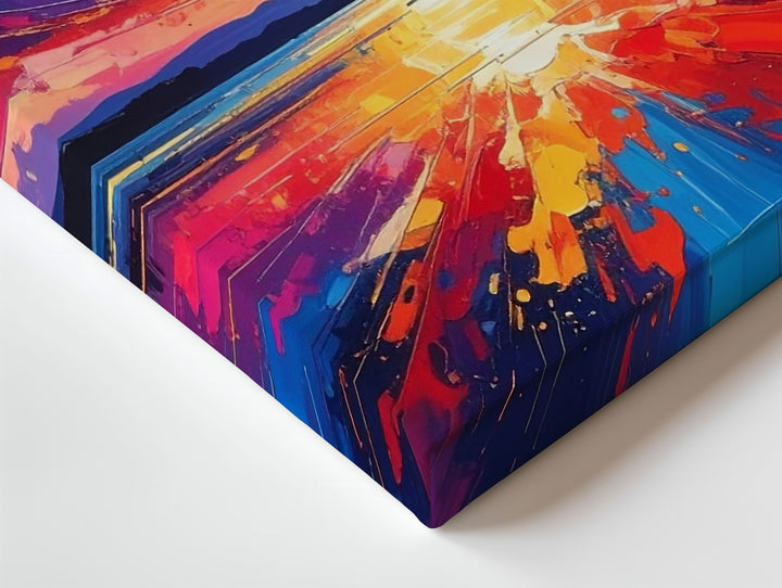 Fiery Sunset Reflection Canvas – Abstract Impressionist Landscape Wall Art - Gifitto