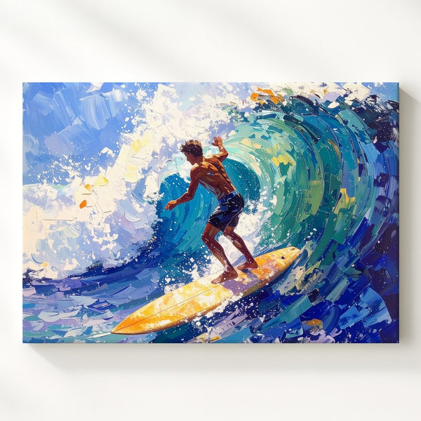 Ride the Wave Canvas – Bold Impressionist Surfing Art