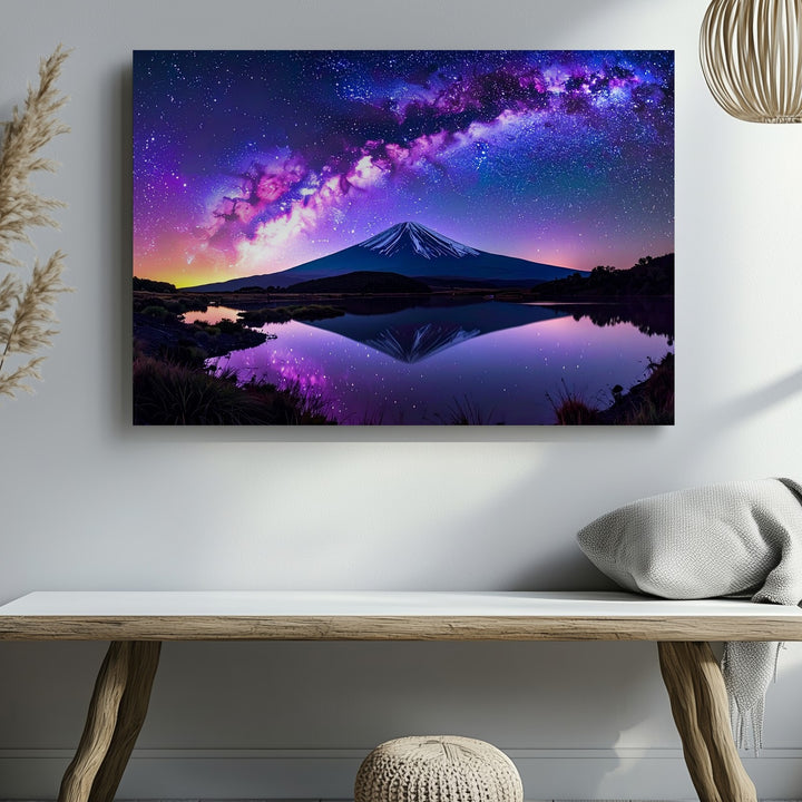 Milky Way Reflection Canvas – Astrophotography Landscape with Cosmic Beauty - Gifitto